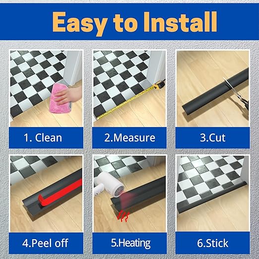 COUKIU 3.28FT PVC Floor Transition Strip, Peel and Stick Molding Trim for Threshold Transitions with a Height Less Than 5 mm/0.2in, Carpet & Floor Edging Trim, Carpet to Tile Transition Strip(Black)