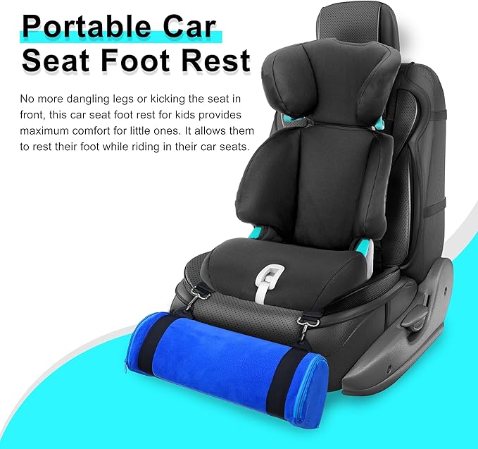Kalnweis Car Seat Foot Rest for Kids - Booster Seat Pillow With Long Adjustable Strap - Convenient Supportive Accessory for Toddlers (Blue)
