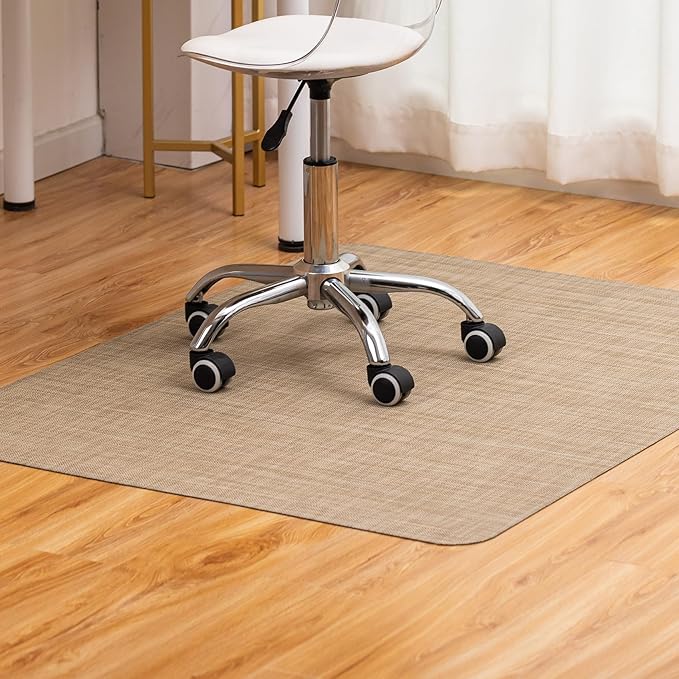 BARoyal Office Chair Mat for Hardwood Floor Under Desk Computer Rolling Chair Mat for Wood/Tile Floor Non-Slip Heavy Duty Desk Rug PVC Plastic Hard Floor Protector 36" x 48"(Linen)