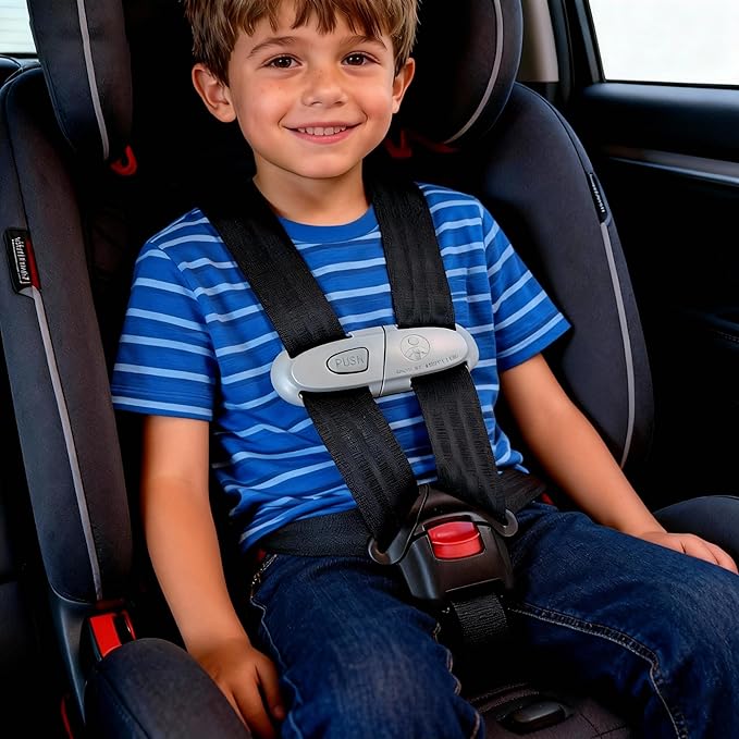 Anti Escape Car Seat Buckle Guard & Chest Harness Clip Lock - Child Safety Buckle Lock for Kids, Toddler, Stroller and Car Seat Belt (Style A, Gray 1 Pack)