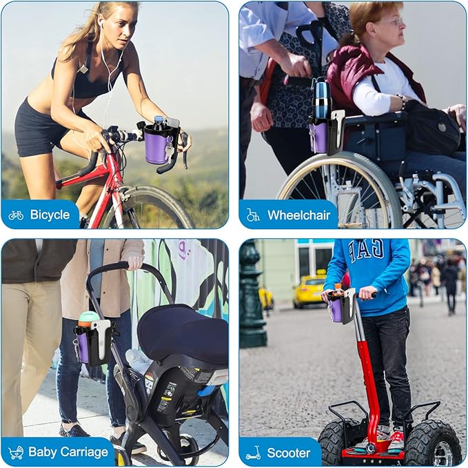Accmor Stroller Cup Holder with Phone Keys Holder, 3-in-1 Universal Cup Holder, Drinks Bottle Holder for Stroller, Bike, Wheelchair, Walker, Scooter