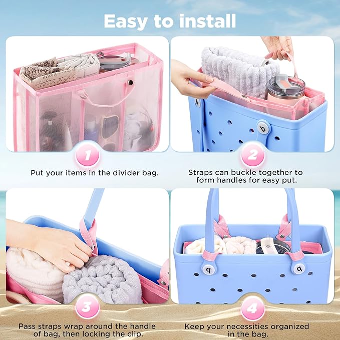 OUTXE Beach Bag Organizer Compatible with Baby Bogg Bag Accessories Inserts, Lightweight Mesh Insert Divider Pouch for Small Bogg Bags, Beach Tote Bags Insert for Organizing