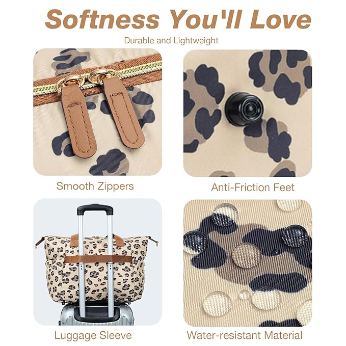 Tonyeee Diaper Bag Tote, Large Baby Diaper Bags for Travel, Hospital Bag for Labor Delivery with Pacifier Case, Changing Pad, Shoulder Strap, Leopard Print