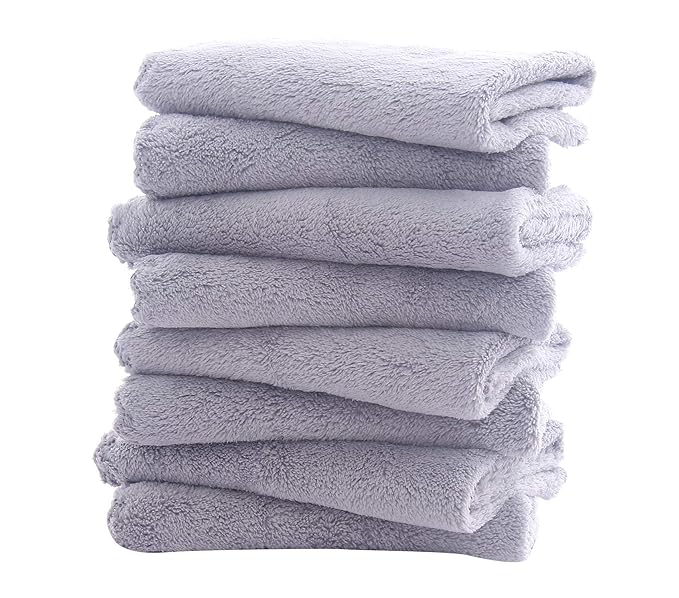 Spotted Play 8 Pack Burp Cloths for Baby - 20" by 10" Ultra Absorbent Burping Cloth, Hand Washcloths, Newborn Towel - Milk Spit Up Rags - Burpy Cloths for Unisex, Boy, Girl - Burp Cloths Set (Grey)