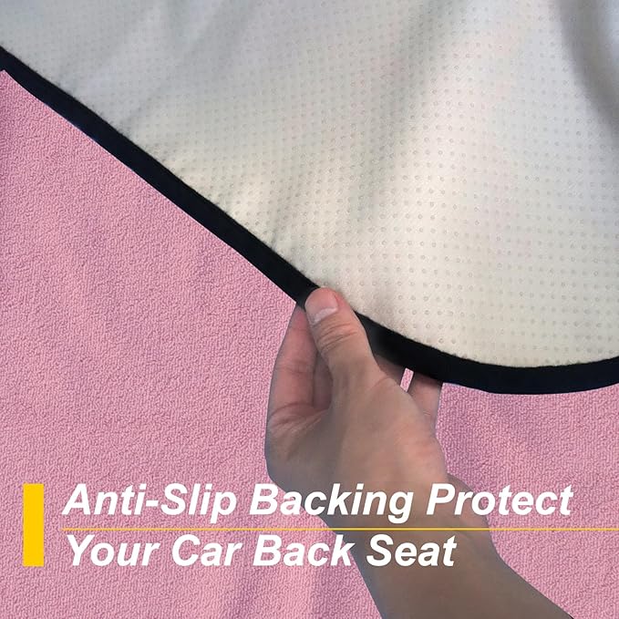 LoyaGour Back Seat Cover for Car Trucks Van SUV,Waterproof Rear Bench Towel Seat Covers for Dogs and Kids,Automotive Backseat Protector (Pink)