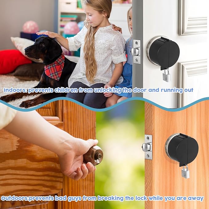 simarro Door Knob Lock Out Device, Door Handle Lock Cover with Padlock and Keys, Prevents Turning of Door Knob and Entering Keyholes for Covering Door Handles Faucets Valves(Black)