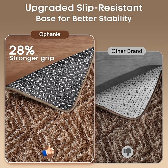 Ophanie Area Rugs for Bedroom Living Room,Color Brown and White,Size 8' x 10',Shape Rectangular