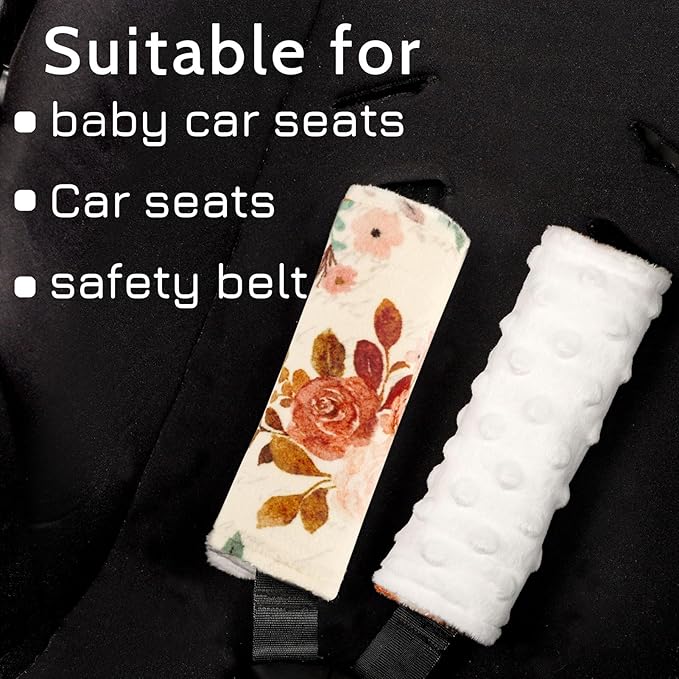 TANOFAR Baby Car Seat Strap Pads, Soft Carseat Straps Covers, Car Seat Straps Shoulder Pads for Girls, Seat Belt Cover Pad for Kids, Suitable for Baby Car Seat, Pushchair, Stroller, Autumn