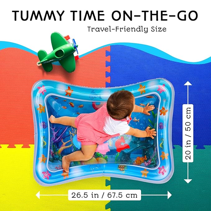 AVEC MAMAN Tummy Time Water Mat – Inflatable Water Play Pad for Babies - Sensory Tummy Time Mat for Floor Play - 100% BPA-Free & Leakproof - Baby, Infants 3-12 Months