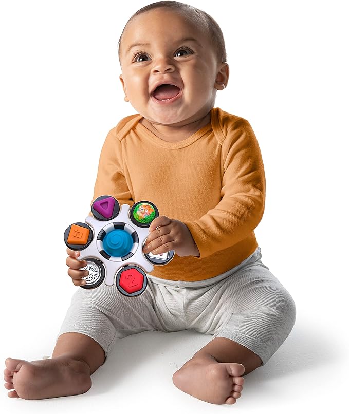 Baby Einstein Curiosity Clutch Fidget Sensory Toy and Pop It Rattle, BPA Free Infant Teether, Age 3 Months+, Multicolored