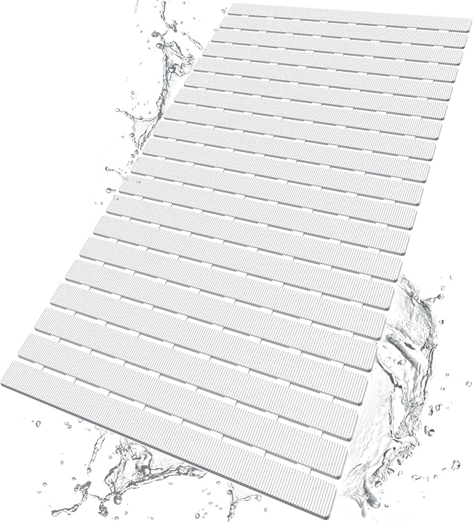 BEMISO Shower Mat Non Slip Bathtub Mat with Suction Cups and Drain Holes 27.5 x15.7 Inch Bath Mat for Tub & Shower.Easy Dry,Easy to Cut,Eco-Friendly