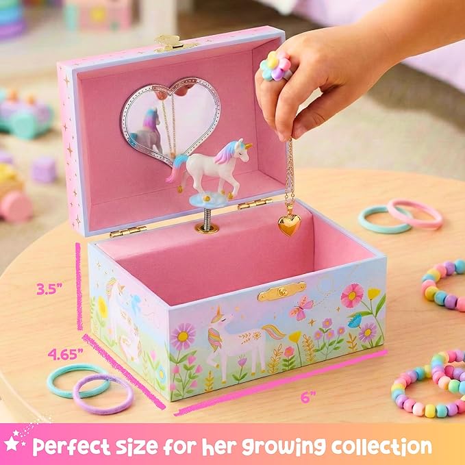 Giggle & Honey® Musical Unicorn Jewelry Box for Girls | Music Boxes for Little Girls | Toddler Jewelry Box for 4 Year Old Kids | Toys for Toddlers | Birthday Gifts for Kids 5, 6, 7, 8, 9 Years