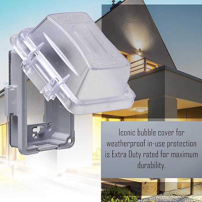 TayMac MG420CS Nonmetallic Extra Duty Complete in-Use Cover 15 Amp WRTR Self Test GFCI Kit, 1-Gang, Clear/Gray