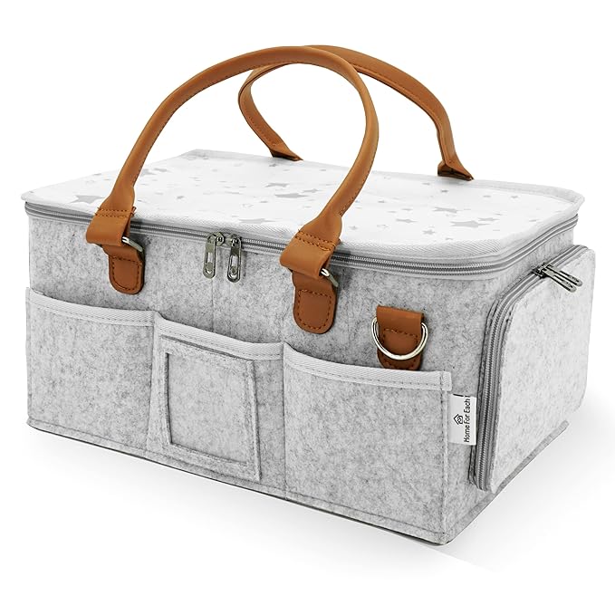 Baby Diaper Caddy With Lid, Diaper Caddy Organizer for New Mom Gifts, Newborn Essentials Must Haves, Registry for Baby, Baby Registry Search, Baby Gift Basket Baby Must Haves Travel Bag