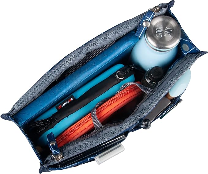 Vercord Updated Purse Handbag Organizer Insert Liner Bag in Bag 13 Pockets Navy Blue Medium