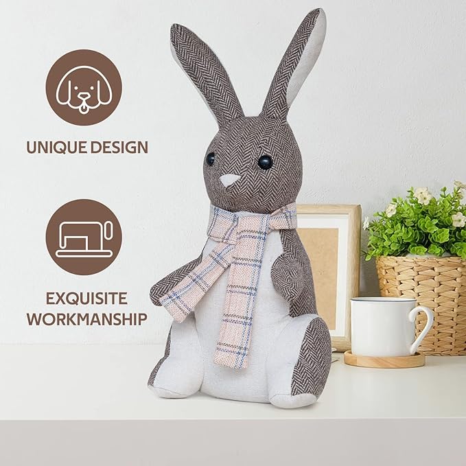 Marwood Cute Door Stopper Decorative Door Stops for Home and Office, Rabbit Weighted Interior Doorstop Fabric Stuffed Animal Door Stopper Floor Decorative