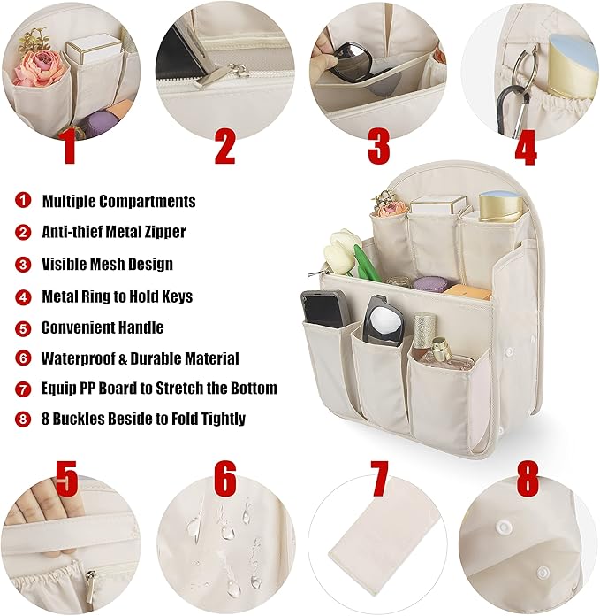 Oxford Fabric Travel Divider Bag Insert - Lightweight, Waterproof Organizer Pouch for Rucksack, Tote, Shoulder Bag (Large)