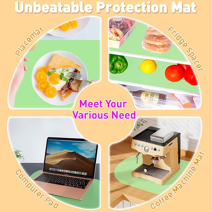 Oval Silicone Placemats Set of 4, Heat Resistant Non-Slip Waterproof Table Mats, Ultra-Thin Translucent Easy Clean Dining Mats for Home & Kids, 17"x12", Green