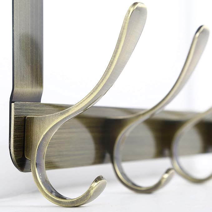 SKOLOO Over The Door Hook, Door Hanger Hooks for Hanging Clothes, Towels, Coats, Hats, Over The Door Towel Hook - Pack of 2, Bronze, Assembly Required