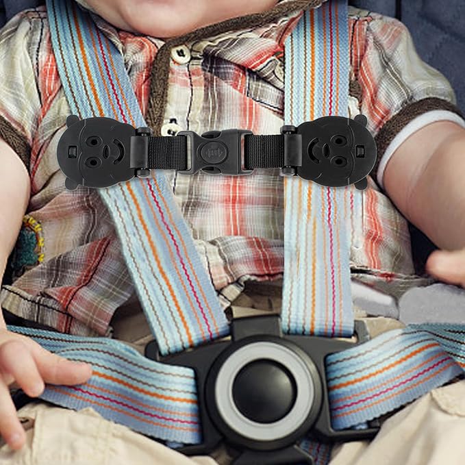 Anti Escape Baby Harness Chest Clip with Buckle, Prevent Children/Kids Taking Their Arms Out of High Chairs/Strollers/Baby Reins(2 Pack, Black)