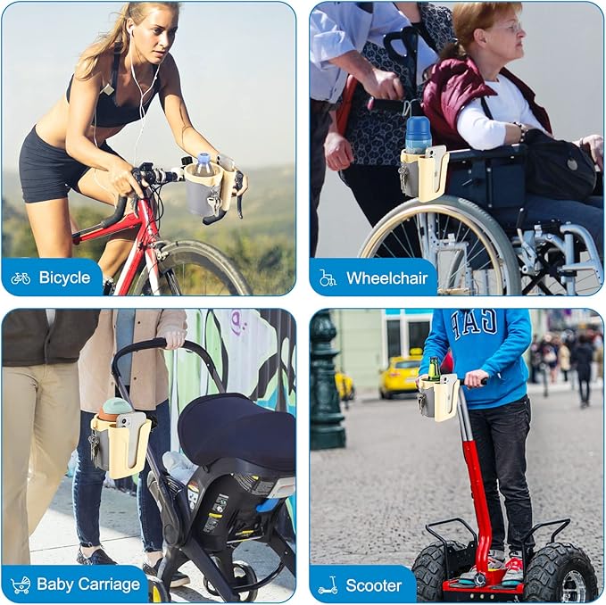 Accmor Stroller Cup Holder with Phone Keys Holder, 3-in-1 Universal Cup Holder, Drinks Bottle Holder for Stroller, Bike, Wheelchair, Walker, Scooter