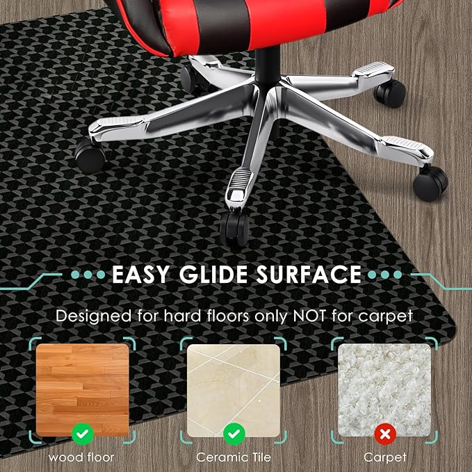 Vicwe Office Chair Mat for Hardwood Floor, 72" x 46" Large Office Chair Mats, Gaming Chair Mat for Hardwood, Easy Glide for Chairs, Multi-Purpose Floor Protector Desk Chair Mat for Home Office