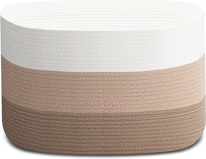 Storage Basket Large, Nursery Blanket Storage with Handle Living Room, Woven Toy Storage Bin for Organizin Shelf, Decorative, 22"x17"x12"