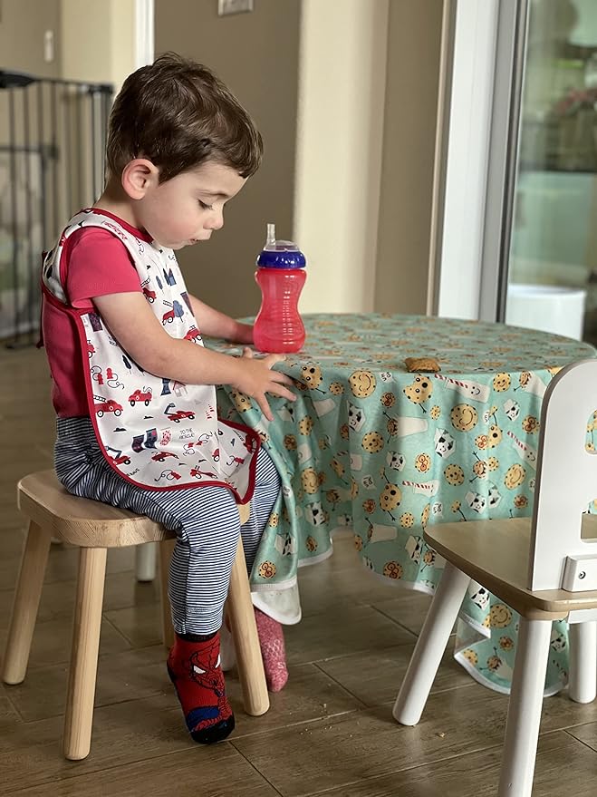 BapronBaby Cookies & Milk Splash Mat - Waterproof Catch-All for Under High Chairs, Floors, Tables, Playtime or Arts & Crafts - Machine Washable - 45" x 45”