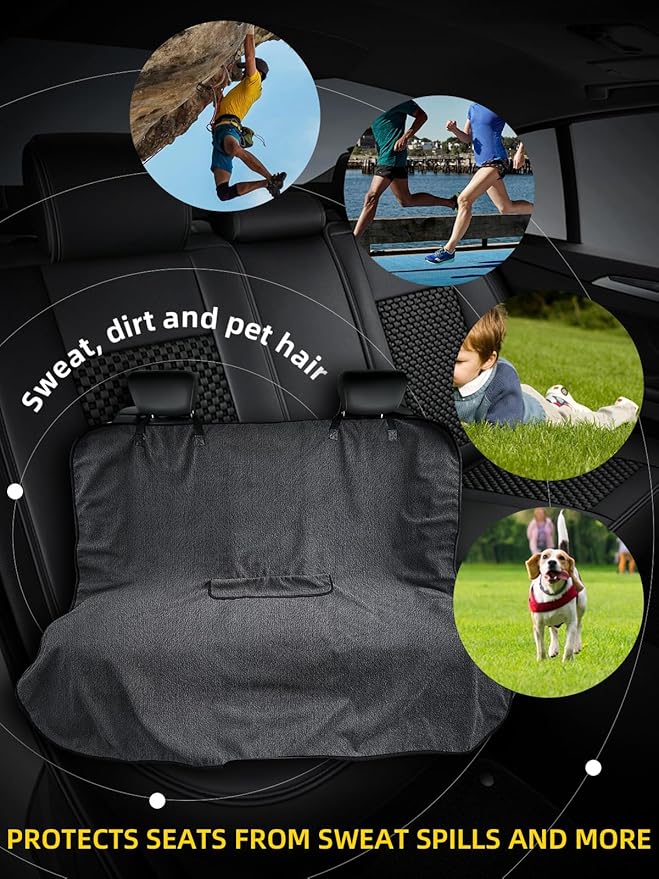 ZIMABLUE Terry Cloth Back Rear Seat Cover Gray Universal Waterproof Car Sport Towel Seat Cushion Sweat-Absorbent Towel Cloth Suitable for All Seasons Waterproof Beach Seat Cover