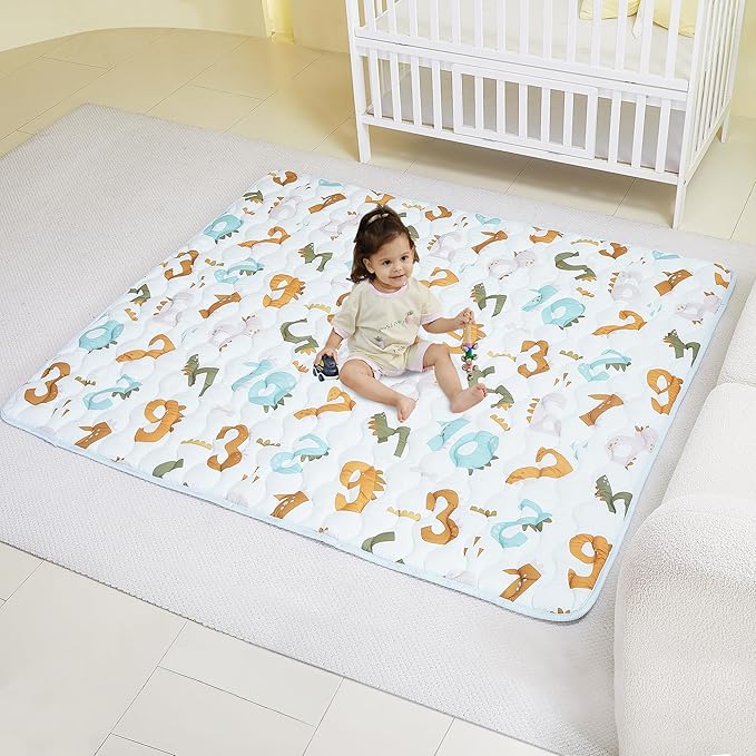 Viviland Baby Mats for Floor, 71x59 Inch Playpen Mat, Thicker & Large Soft Cushioning Padding Playmat for Baby and Toddlers Infants, Non-Slip & Machine Washable, Blue Numbers