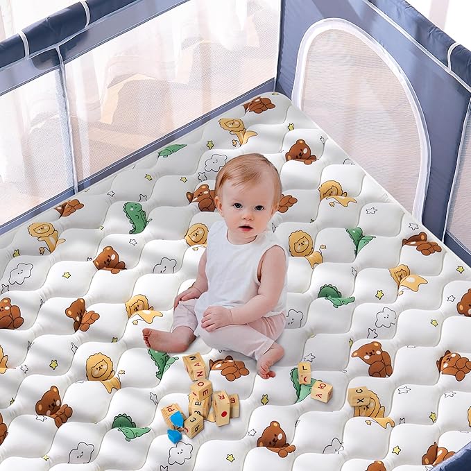 Premium Baby Play Mat 36" X 36", Thicken Foam One-Piece Crawling Mat, Non-Slip Cushioned Baby Playmats for Infants, Babies, Toddlers, Foldable and Machine Washable