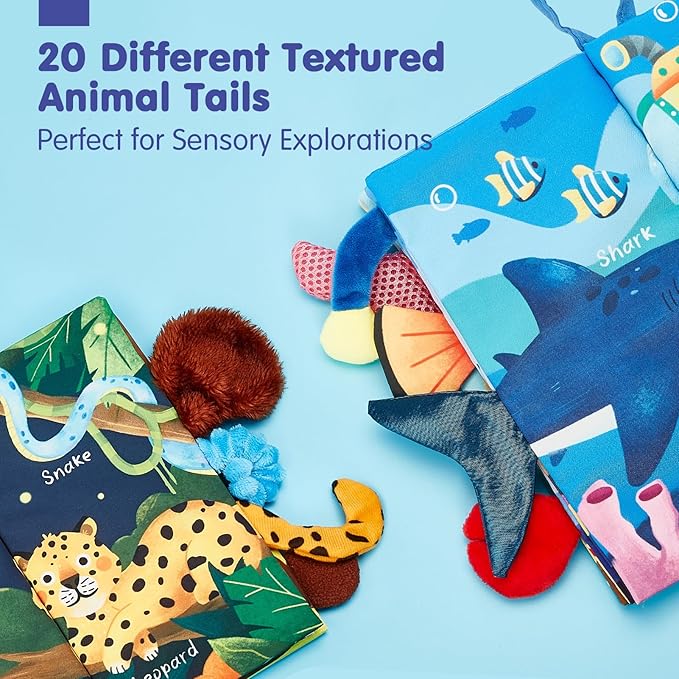 hahaland Baby Toys 0-6 Months - Crinkle Books for Babies 2-Pack, Soft Cloth Sensory Touch Feel Book 6-12 Months Infant Tummy Time Toys 0-3 Month Newborn Boys Valentines Gifts Easter Basket Stuffers