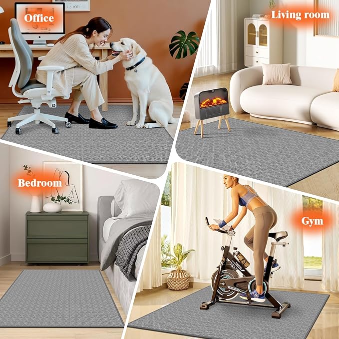 KMAT Office Chair Mat, 47x47in Heavy Duty Hardwood/Tile Floor Protector, Floor Mat Computer Desk Mat for Rolling Chairs, Work, Study, Office, Grey