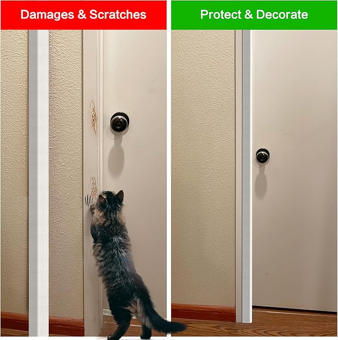 ‎Frychee Wall Corner Protector, Walls Edge Protector，Self-Adhesive Wall Corner Guards,PVC Double Side Edge Protector， Furniture Stairs Guard (White Wood Grain 2PCS 90cm/35.4in)