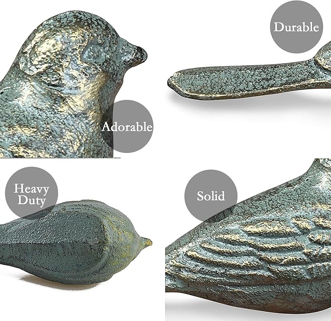 Cast Iron Door Stop Decorative Door Stoppers for Bottom of Door, Cute Bird Doorstop Animal Wedge Farmhouse Vintage Floor Decor, Antique Gold-Green