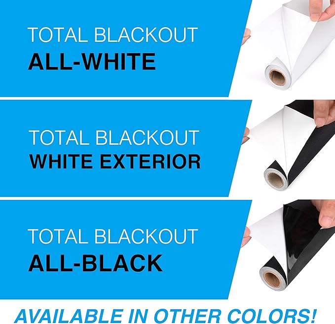 Total Blackout Window Film: 100% Light Blocking, Room Darkening Static Cling - No Residue Film for Privacy, Home Security, and Day Sleep - Easy Removal UV Prevention Treatment (42 x 72 inches)