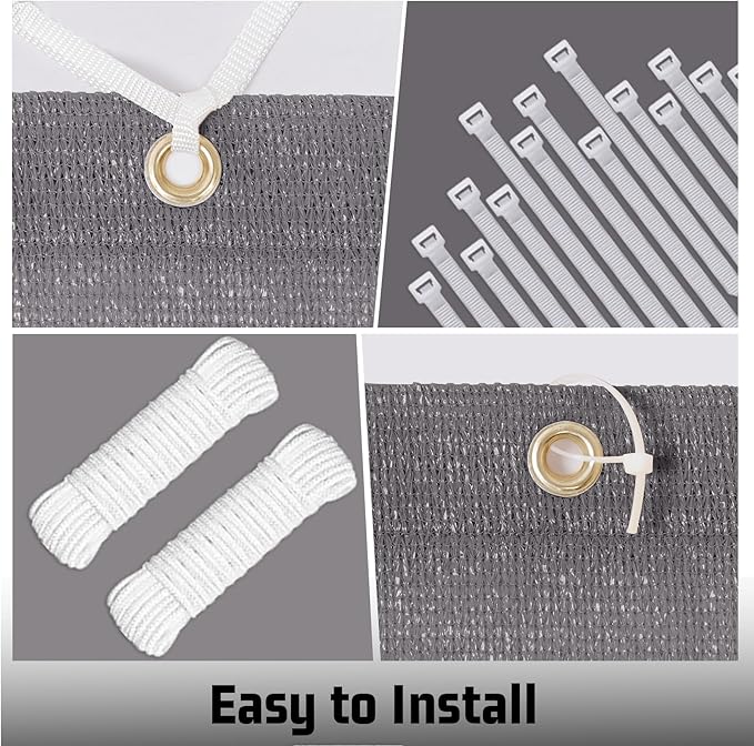 SUNNY GUARD Shade Cloth Custom Size 4x6 FT Sun Shade Screen Fabric Shade Cover Tarp with Grommets for Pergola Backyard Garden, Dark Grey(We Customized)