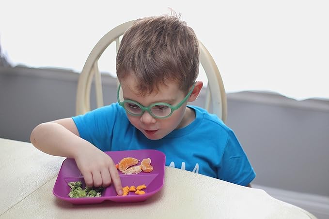 | 100% Silicone Plates for Babies & Kids | MADE IN THE USA | BPA, BPS, Lead, Cadmium, PVC, & Phthalate Free | Children's Divided Placemat Set | Plum, 2 pack