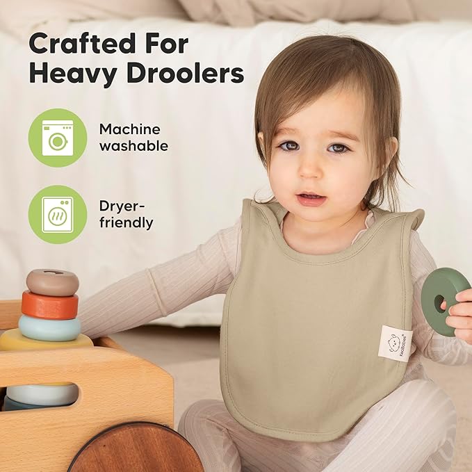 KeaBabies 8-Pack Baby Bibs for Boys, Girls - Pullover Bibs for Drooling Teething Baby Girl & Boy Toddler, Newborn, Soft & Absorbent, Cute Colors, Large Torso Coverage Keep Infant Clean & Dry (Sahara)
