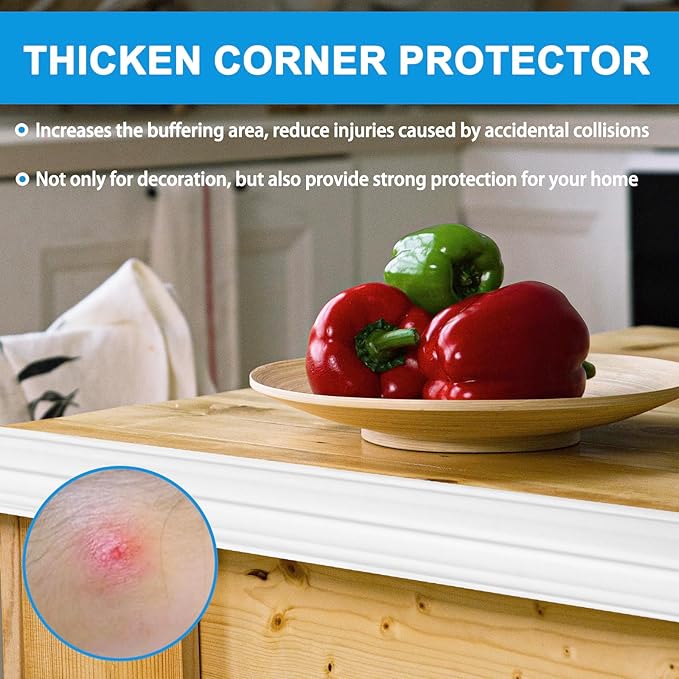 Wall Corner Protector Peel and Stick Corner Trim Molding Flexible Inside & Outside Wall Edge Guard Self Adhesive Moulding Trim for Edge Use, White, 2.3” W x 40’ L