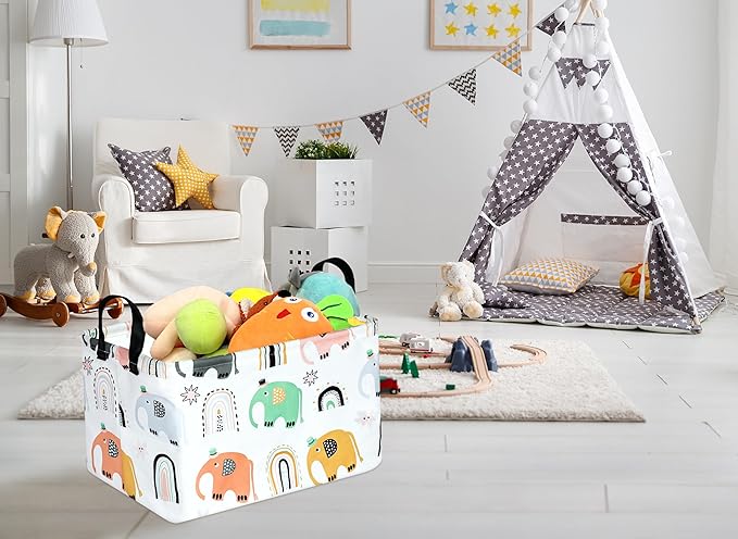 ACMUUNI Rectangle Gift Shelf Nursery Storage Basket Laundry Hamper Storage Box and Bins for Home Clothes with Handles