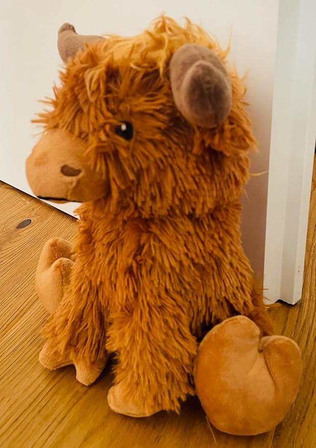 Highland Cow Door Stopper – Cute Weighted Animal Doorstop 2.2 lbs with Soft Faux Fur – Rustic Farmhouse Home Décor for Living Room, Bedroom, Nursery or Hallway