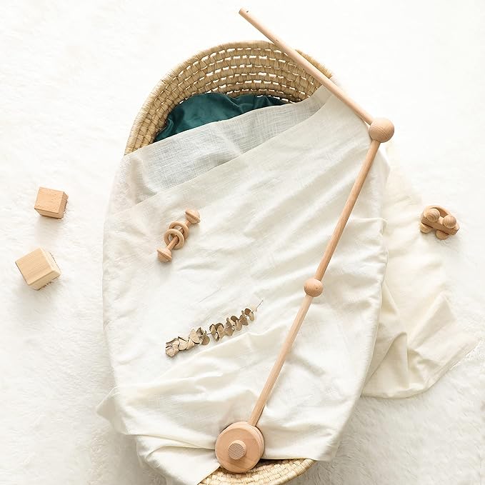 Crib Mobile Arm, HBM 30 Inch Wooden Mobile Arm for Crib Rotating Baby Mobile Hanger Beech Mobile Crib Arm Attachment Nursery Decor,Anti Slip for Sturdy Crib Mobile Hanger for Crib