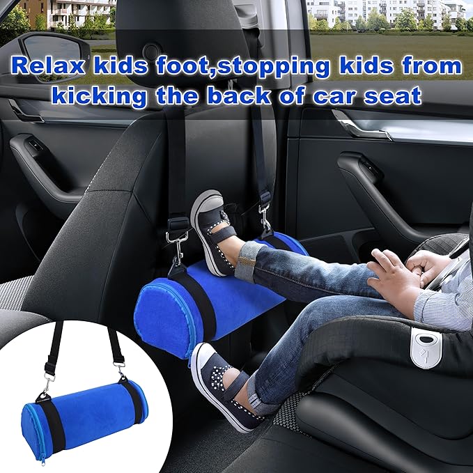 Kalnweis Car Seat Foot Rest for Kids - Booster Seat Pillow With Long Adjustable Strap - Convenient Supportive Accessory for Toddlers (Blue)