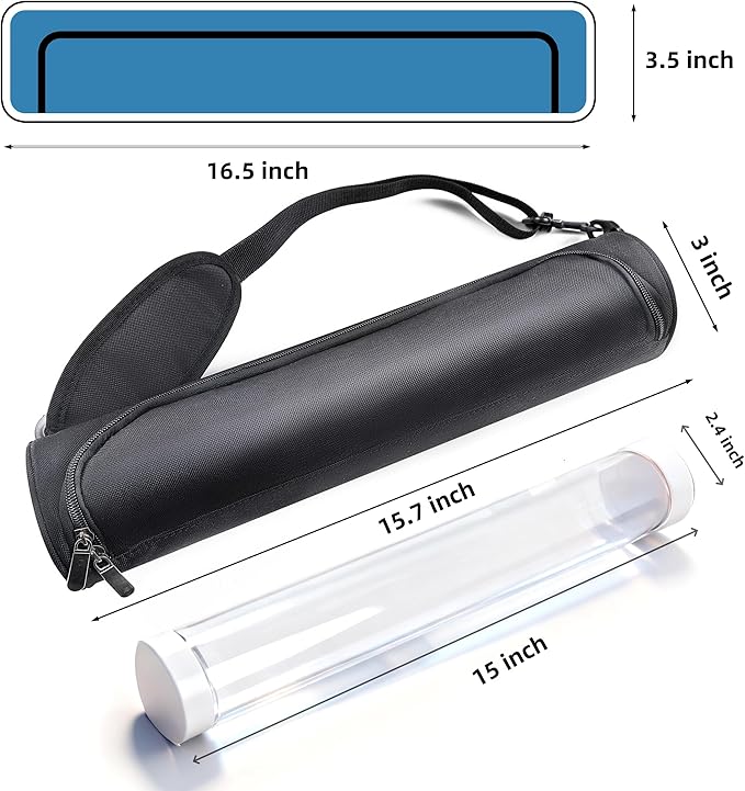 MTG Playmat Tube Case Storage Carry Bag Gaming Playmat Container for 14Inch or 15Inch TCG/MTG Playmat With Adjustable Shoulder Strap