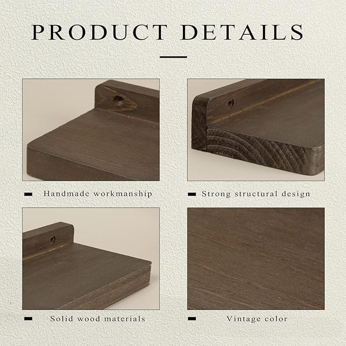Freezing point Small Floating Shelf for Wall Set of 2 Natural Wood 8Inch Mini Wall Shelves Decor Plant Display Collectibles Mounted Kitchen Bathroom Bedroom Corner Decorative Storage Tiny Stand Coffee