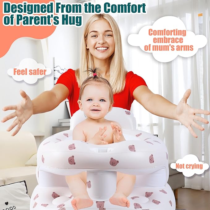 Upgraded Inflatable Baby Seat for Babies 3-36 Months, Inflatable Baby Chair Sit Me Up Floor Seat for Baby, Back Support Baby Seats for Infants for Sitting Up with Built in Air Pump