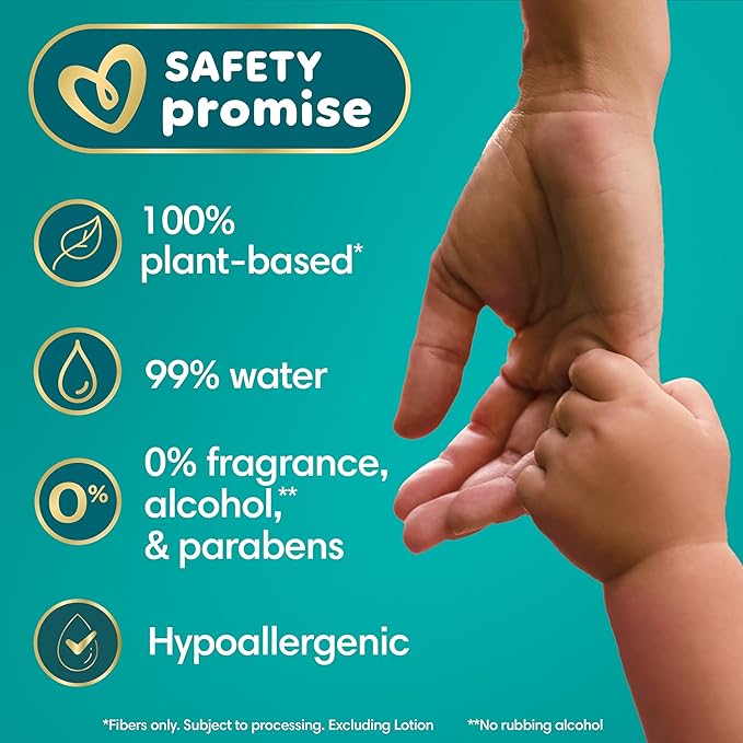 Pampers Ultraclean Baby Wipes (Previously 'Free & Gentle'), 99% Water, Hypoallergenic, Unscented, 100% Plant Based, Plastic-Free, 624 Wipes Total (8X Flip-Top Packs)