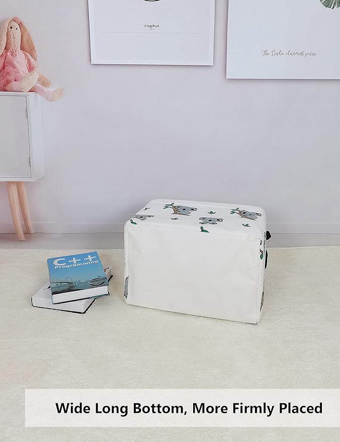 QUEENLALA Rectangular Laundry Hamper/Foldable Nursery Laundry Basket for Organizing/Storage Bin Baskets/Children Toy Office Bedroom/Toy Bin Closet Shelf Baskets（Rec-Koala）