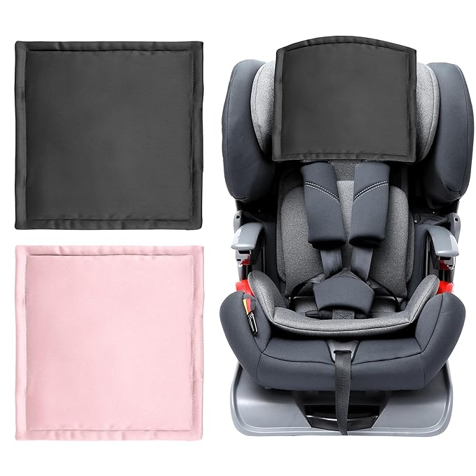Silky Head Carseat Cover for Baby Satin Car Seat Head Cover Silk Feeling for Babies Headrest Protector for Girls Infant Sleeping Hair Protection 2pcs Pink and Black